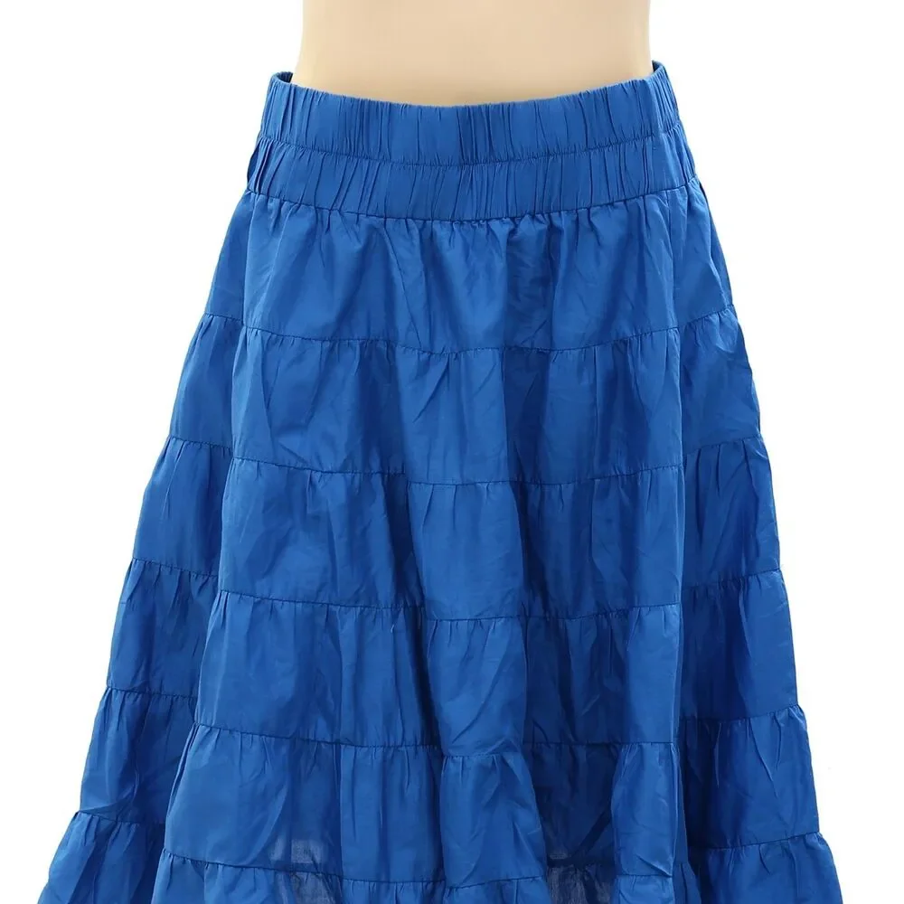 Merlette NYC Texel Skirt Tiered High Waisted Solid Pull-On Cotton M 263609